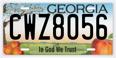 GA license plate CWZ8056