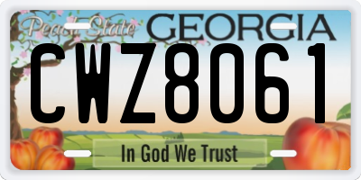 GA license plate CWZ8061