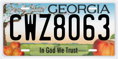 GA license plate CWZ8063