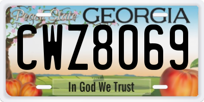 GA license plate CWZ8069