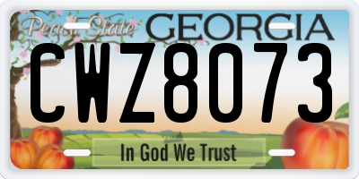 GA license plate CWZ8073