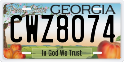 GA license plate CWZ8074