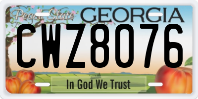 GA license plate CWZ8076