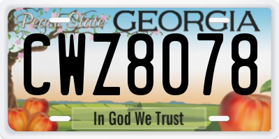 GA license plate CWZ8078