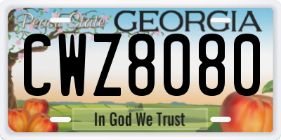GA license plate CWZ8080
