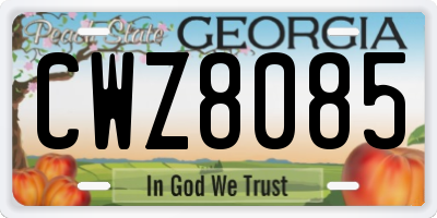GA license plate CWZ8085