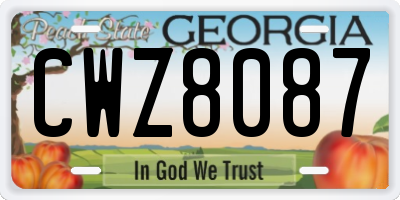 GA license plate CWZ8087