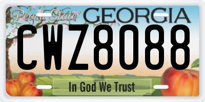 GA license plate CWZ8088