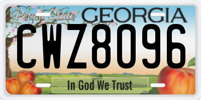 GA license plate CWZ8096