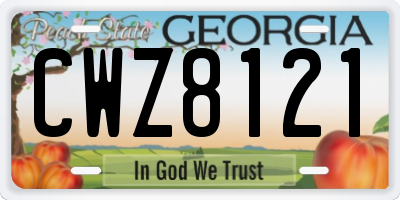 GA license plate CWZ8121