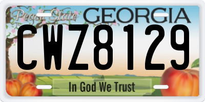 GA license plate CWZ8129