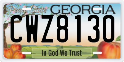 GA license plate CWZ8130