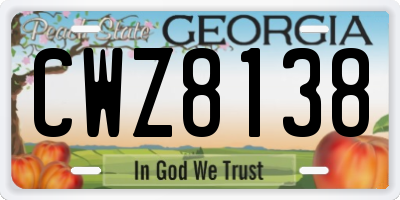 GA license plate CWZ8138