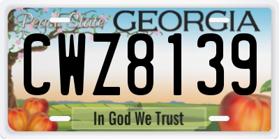 GA license plate CWZ8139