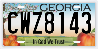 GA license plate CWZ8143