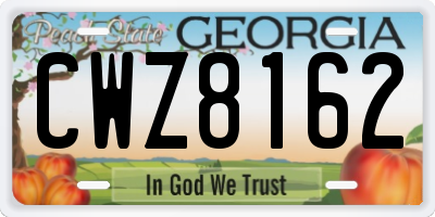 GA license plate CWZ8162