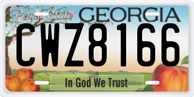 GA license plate CWZ8166
