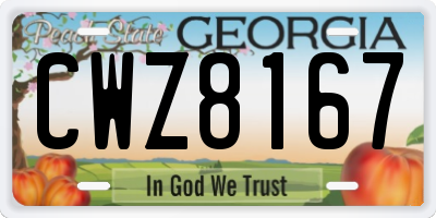 GA license plate CWZ8167
