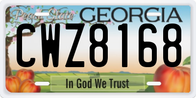 GA license plate CWZ8168