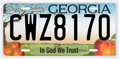 GA license plate CWZ8170