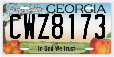 GA license plate CWZ8173
