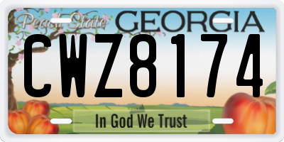 GA license plate CWZ8174
