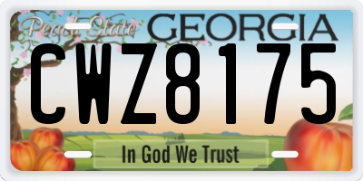GA license plate CWZ8175