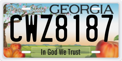 GA license plate CWZ8187