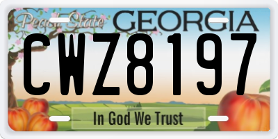 GA license plate CWZ8197