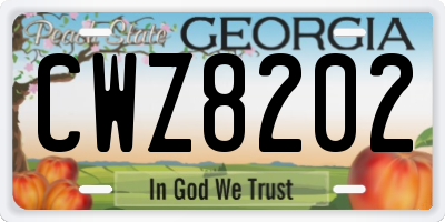 GA license plate CWZ8202
