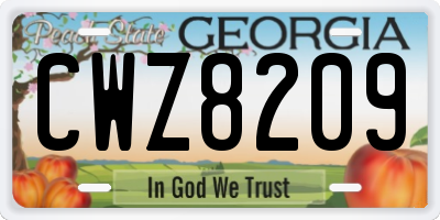 GA license plate CWZ8209