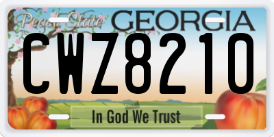 GA license plate CWZ8210