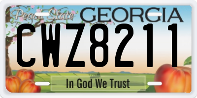 GA license plate CWZ8211