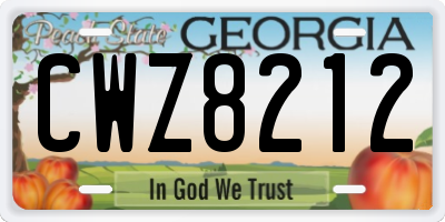 GA license plate CWZ8212