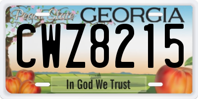 GA license plate CWZ8215