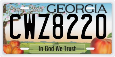 GA license plate CWZ8220