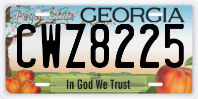 GA license plate CWZ8225