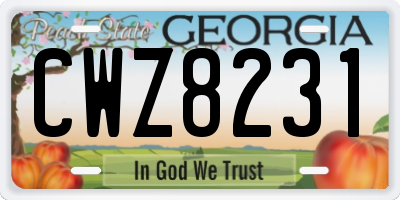 GA license plate CWZ8231