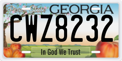 GA license plate CWZ8232
