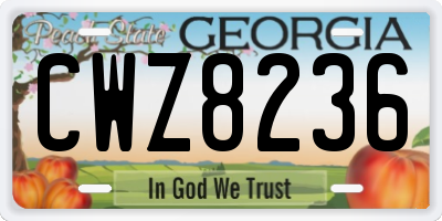 GA license plate CWZ8236