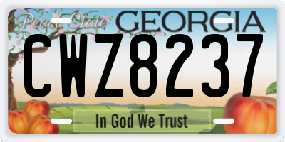 GA license plate CWZ8237