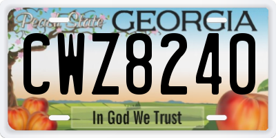 GA license plate CWZ8240