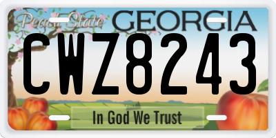 GA license plate CWZ8243