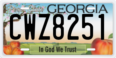 GA license plate CWZ8251
