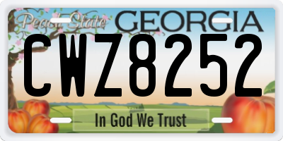 GA license plate CWZ8252