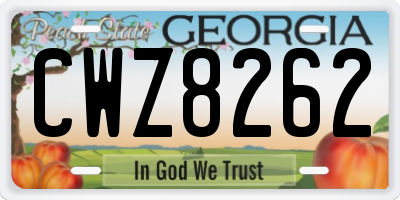 GA license plate CWZ8262