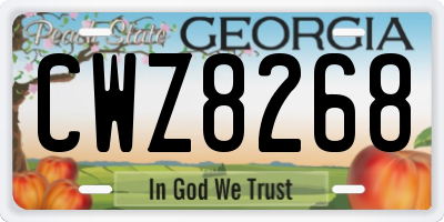 GA license plate CWZ8268