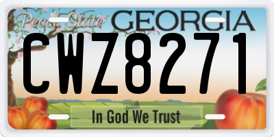 GA license plate CWZ8271