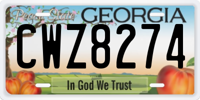 GA license plate CWZ8274