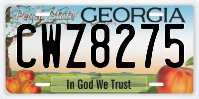 GA license plate CWZ8275